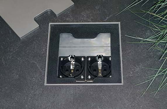 Stainless steel double floor socket square
